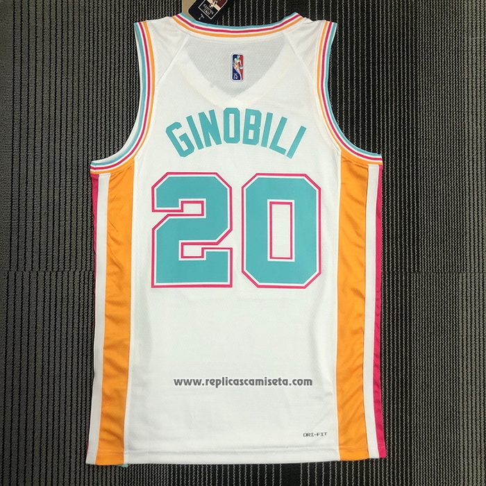 Camiseta San Antonio Spurs Manu Ginobili #20 Ciudad 2021-22 Blanco